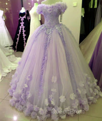 Lace Appliques Ball Gown Quinceanera Dresses Tulle Flowers