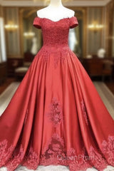 Lace Embroidery Satin Sweep Train Wedding Dresses Ball Gowns