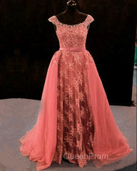 Lace Mermaid Evening Prom Dresses Spaghetti Straps Removable Train