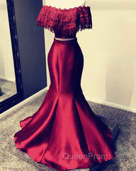 Lace Off Shoulder Mermaid Two Piece Evening Prom Dresses