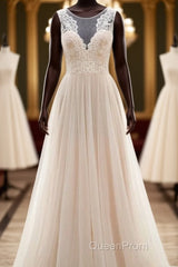 Lace Tulle A-line Floor Length Wedding Dresses