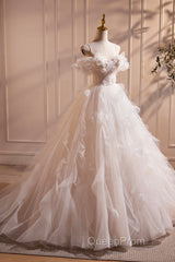 Light Champagne Spaghetti Strap Tulle Long Evening Prom Dresses, Beautiful A-Line Formal Evening Dresses