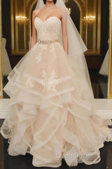 Light champagne tulle lace long Evening Prom Dresses, tulle lace evening Dresses