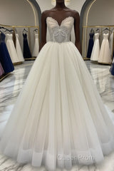 Light champagne tulle long Evening Prom Dresses, tulle evening Dresses