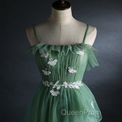 Light Green Gradient Straps Long A-Line Evening Prom Dresses, Beautiful Evening Dresses Party Dresses