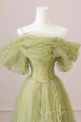 Light Green Evening Prom Dresses A Line Off the Shoulder Long Party Evening Dresses