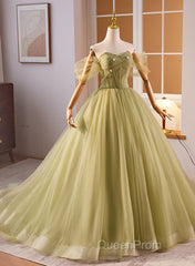 Light Green Sweetheart Tulle Long Formal Dresses, Light Green Evening Prom Dresses Party Dresses