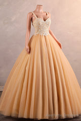 Light Orange Quinceanera Dresses Beaded Appliques A-line Tulle Long Ball Gowns Prom Dresses
