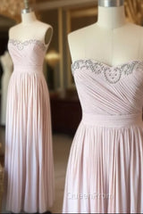 Light Pink Sweetheart Long Evening Prom Dresses, Evening Dresses