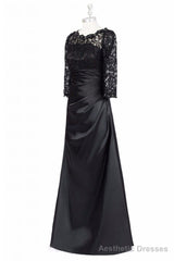 Long Black A Line Mother Of The Bride Dress
