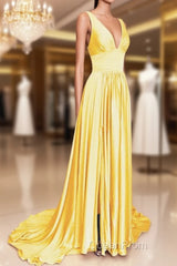 Long Chiffon V-Neck Empire Waistline Leg Slit Bridesmaid Dresses