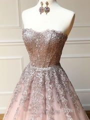 Long Lace Evening Prom Dresses with Corset Back, Long Lace Formal Evening Graduation Dresses