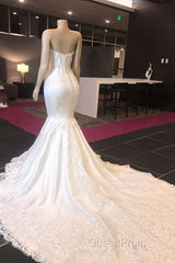 Long Mermaid Sweetheart Appliques Lace Wedding Dresses