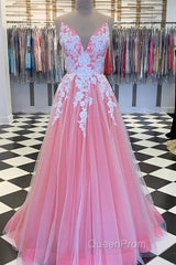 Long Evening Prom Dresses With Appliques And Beading,Evening Dresses,Charming Dance Dresses