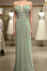 Long Sage Green Sheath Bridesmaid Dresses