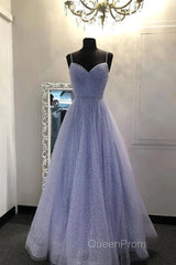 Long Sequin Lavender Sweetheart Beading Evening Prom Dresses
