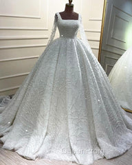 Long Sleeves Sequin Pattern Ball Gown Wedding Dresses