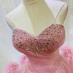 Lovely Pink Sweetheart Beaded Short Cocktail Dresses, Pink Homecoming Dresses Party Dresses