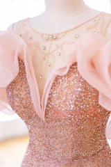 Luxurious A Line Off The Shoulder Pink Tulle Long Evening Prom Dresses