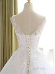 Luxurious Lace Beaded Wedding Dresses New Arrival V Neck Straps Long Ball Gown Wedding Party Bridal Dresses