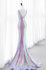 Luxurious Shiny Long Sequin Evening Prom Dresses