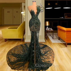 Luxury See Through Beaded Evening Prom Dresses Bodycon Sexy Evening Prom Evening Dresses