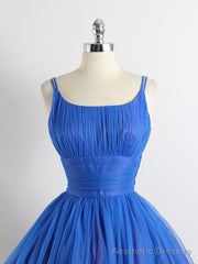 Royal Blue Spaghetti straps Tulle A-line Short Prom Dress