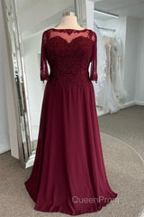 Illusion Neck Sweetheart Long Sleeves Beaded Appliques Long Formal Dresses