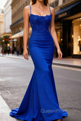 Mermaid Halter Dark Green Long Evening Prom Dresses with Appliques Beading