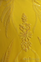 Mermaid Jewel Lace Sequined Floor-length Long Sleeve Detachable Train Elegant Prom Dress