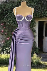 Mermaid Light Purple Satin Corset Gown