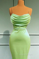 Mermaid Sage Green Spandex Dresses Cowl Neck