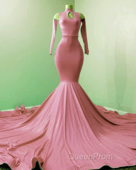 Mermaid Satin Cold Shoulder Evening Prom Dresses