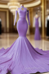 Mermaid Satin Cold Shoulder Evening Prom Dresses