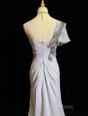 Mermaid Spaghetti Strap Chiffon Beaded Sequin Long Evening Prom Dresses Embroidered Applique Evening Gown