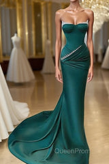 Mermaid Strapless Floor-length Sleeveless Open Back Evening Prom Dresses