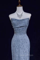 Mermaid Strapless Sequined Long Evening Prom Dresses Elegant Formal Evening Dresses