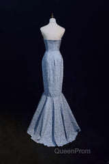 Mermaid Strapless Sequined Long Evening Prom Dresses Elegant Formal Evening Dresses