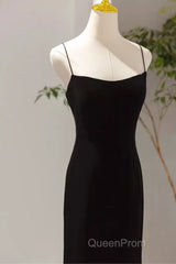 Mermaid Straps Black Velvet Long Evening Prom Dresses