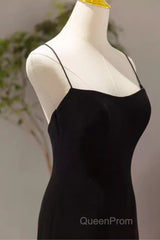 Mermaid Straps Black Velvet Long Evening Prom Dresses