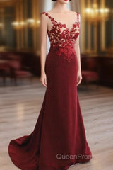 Mermaid V Neck Evening Prom Dresses Lace Open Back