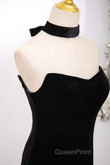 Mermaid Velvet Tulle Black Long Evening Prom Dresses, Black Long Formal Dresses