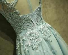 Mint Green Tulle Short Lace Beaded Knee Length Wedding Party Dresses, Lovely Homecoming Dresses Evening Prom Dresses