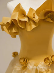 Modest A Line Strapless Yellow Tulle Long Evening Prom Dresses Party Dresses