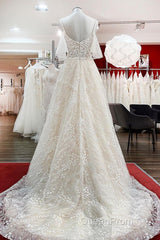 Modest Long A-line Sweetheart Tulle Lace Appliques Wedding Dresses with Sleeves