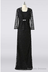 Modest Long Black Lace Mother Of The Bride