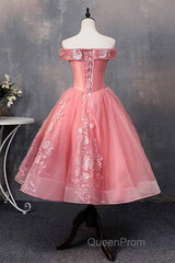 A-line Off-Shoulder Short Evening Prom Dresses Appliques Sweet 16 Gown
