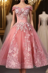 A-line Off-Shoulder Short Evening Prom Dresses Appliques Sweet 16 Gown