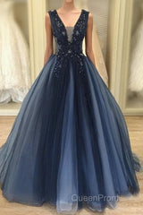 Navy Ball Gown Wedding Dresses Evening Prom Gown