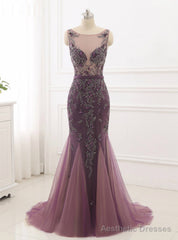 New Formal Prom Party Gowns Women Wear Fancy Beading Mermaid Evening Dress